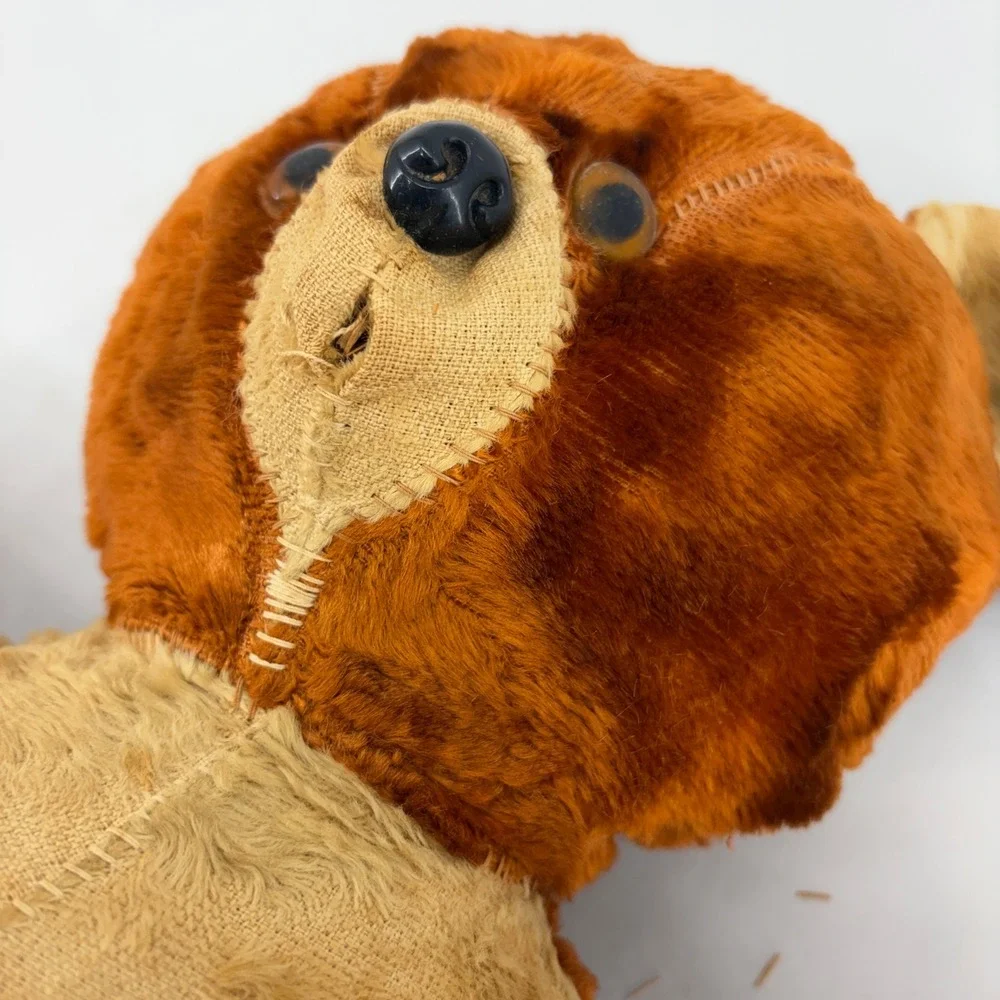 Vintage 60s Brown Tan Plush Teddy Bear Stuffed Animal Shabby Chic Well Loved